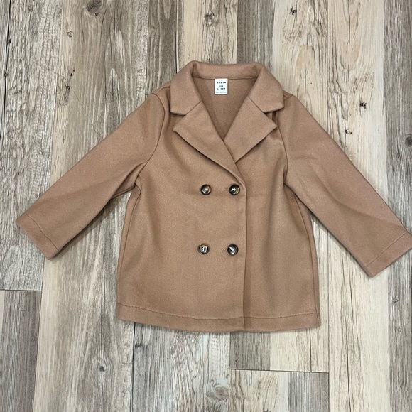 SHEIN Baby Girl Lapel Neck pea Coat tan camel size 12-18 months - Picture 1 of 5